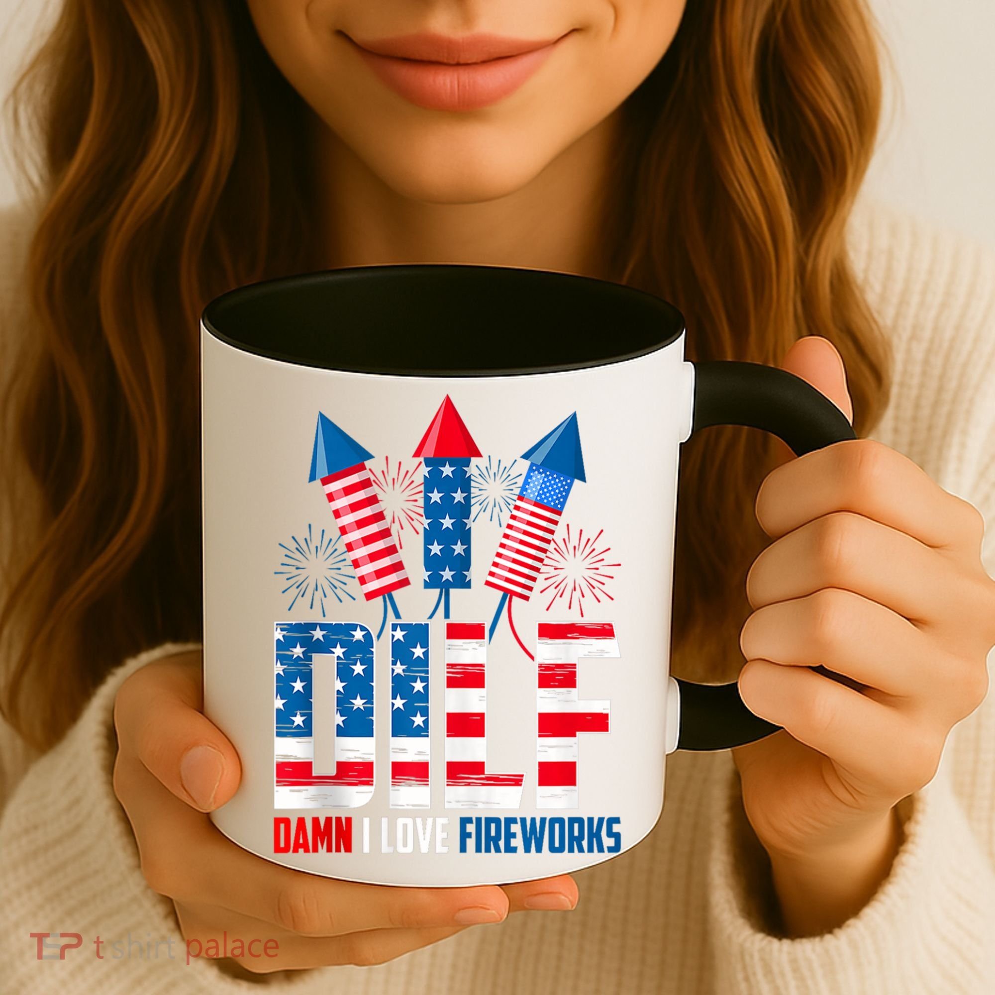 Dilf Damn I Love Fireworks Funny Patriotic America Freedom Coffee Mug