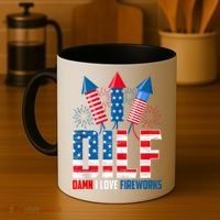 Dilf Damn I Love Fireworks Funny Patriotic America Freedom Coffee Mug thumb 4