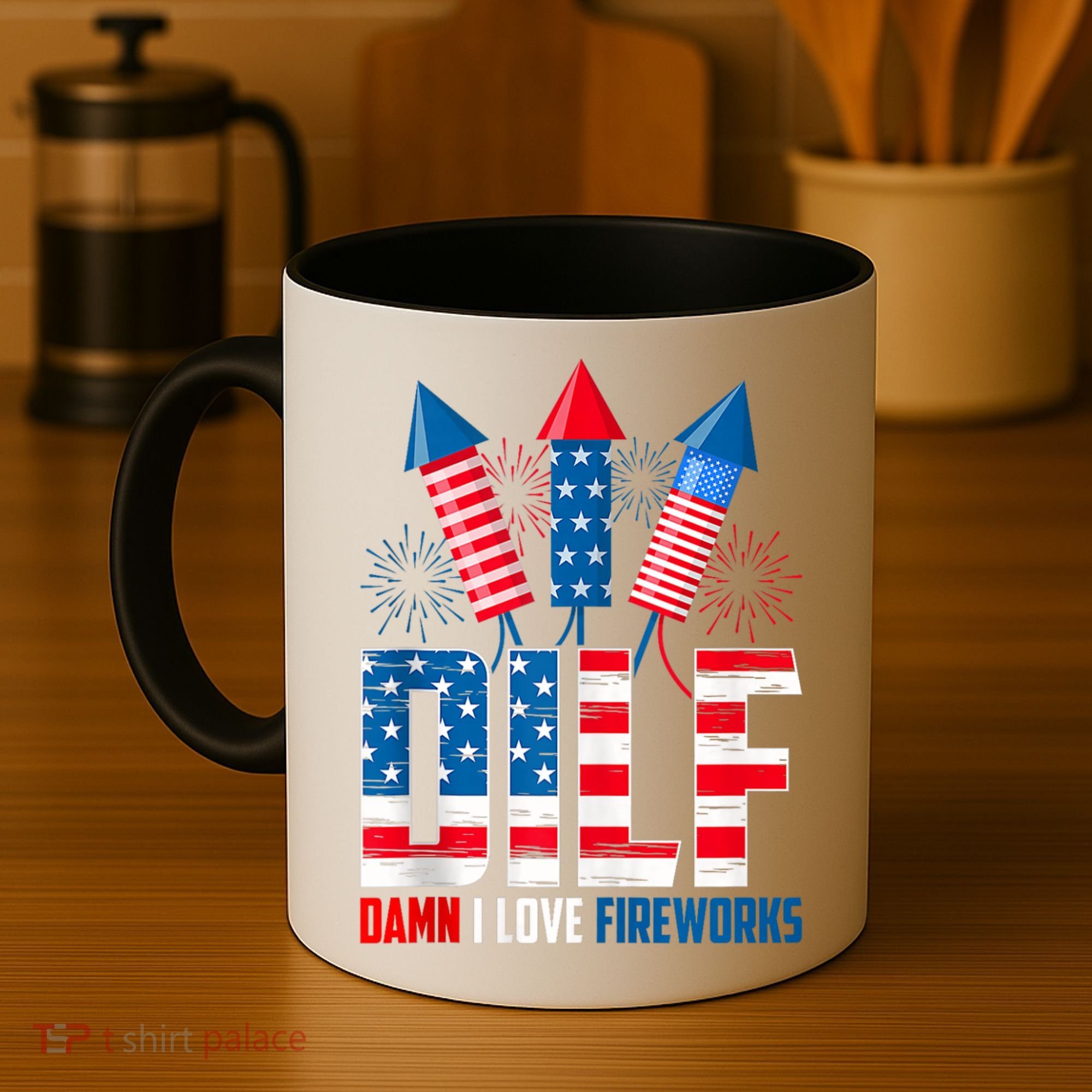 Dilf Damn I Love Fireworks Funny Patriotic America Freedom Coffee Mug