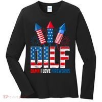 Dilf Damn I Love Fireworks Funny Patriotic America Freedom Women's Long Sleeve Shirt thumb 0