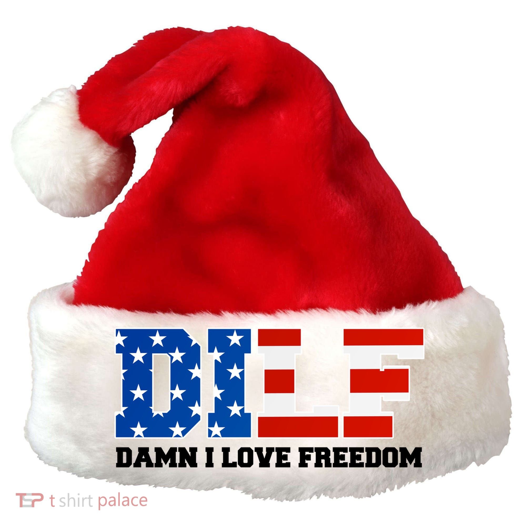 DILF Damn I Love Freedom Funny Patriotic 4th Of July Santa Hat