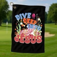 Dive Deep Into Jesus Scuba Vbs 2024 Christian Camp Gift Golf Towel thumb 1
