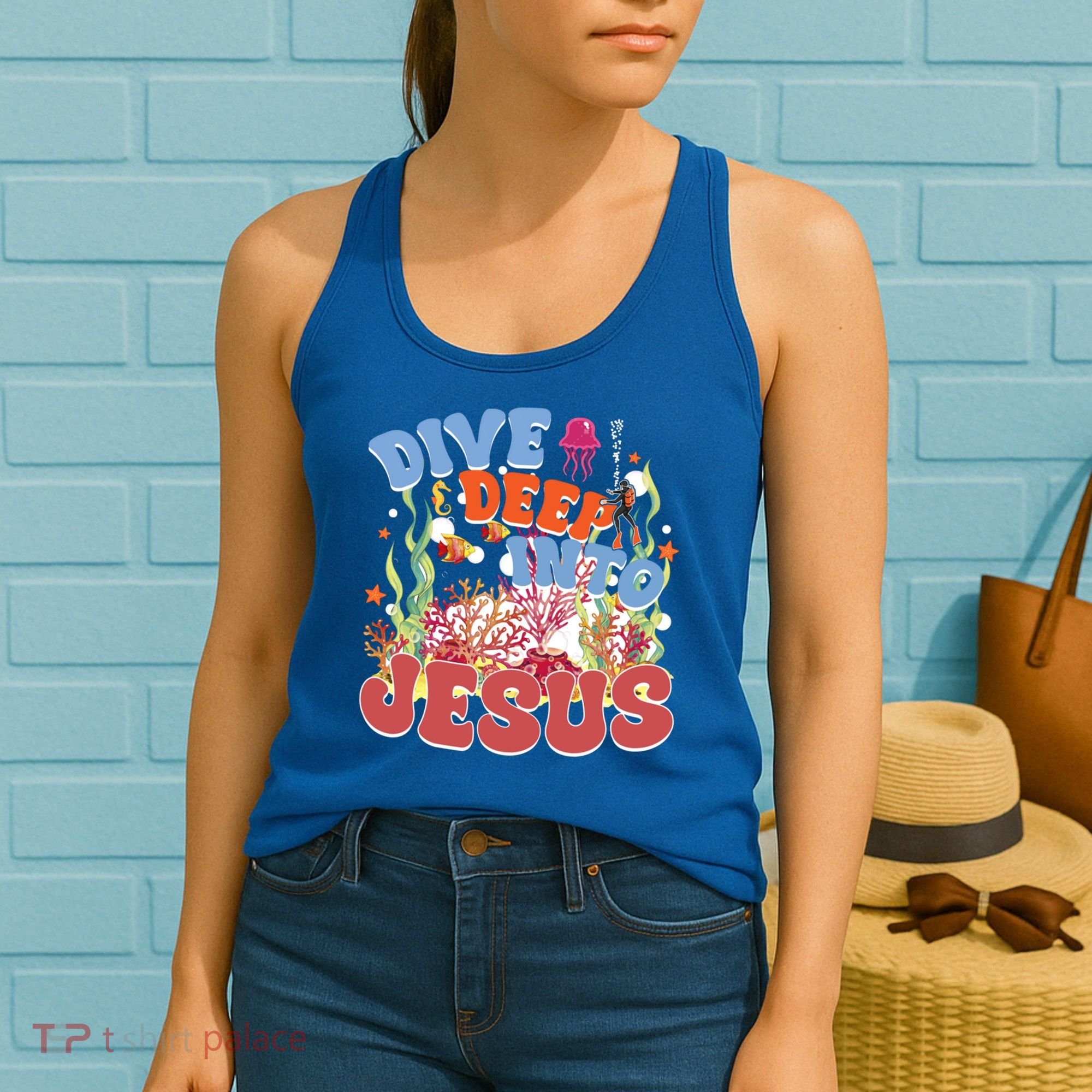 Dive Deep Into Jesus Scuba Vbs 2024 Christian Camp Gift Women's Tank Top