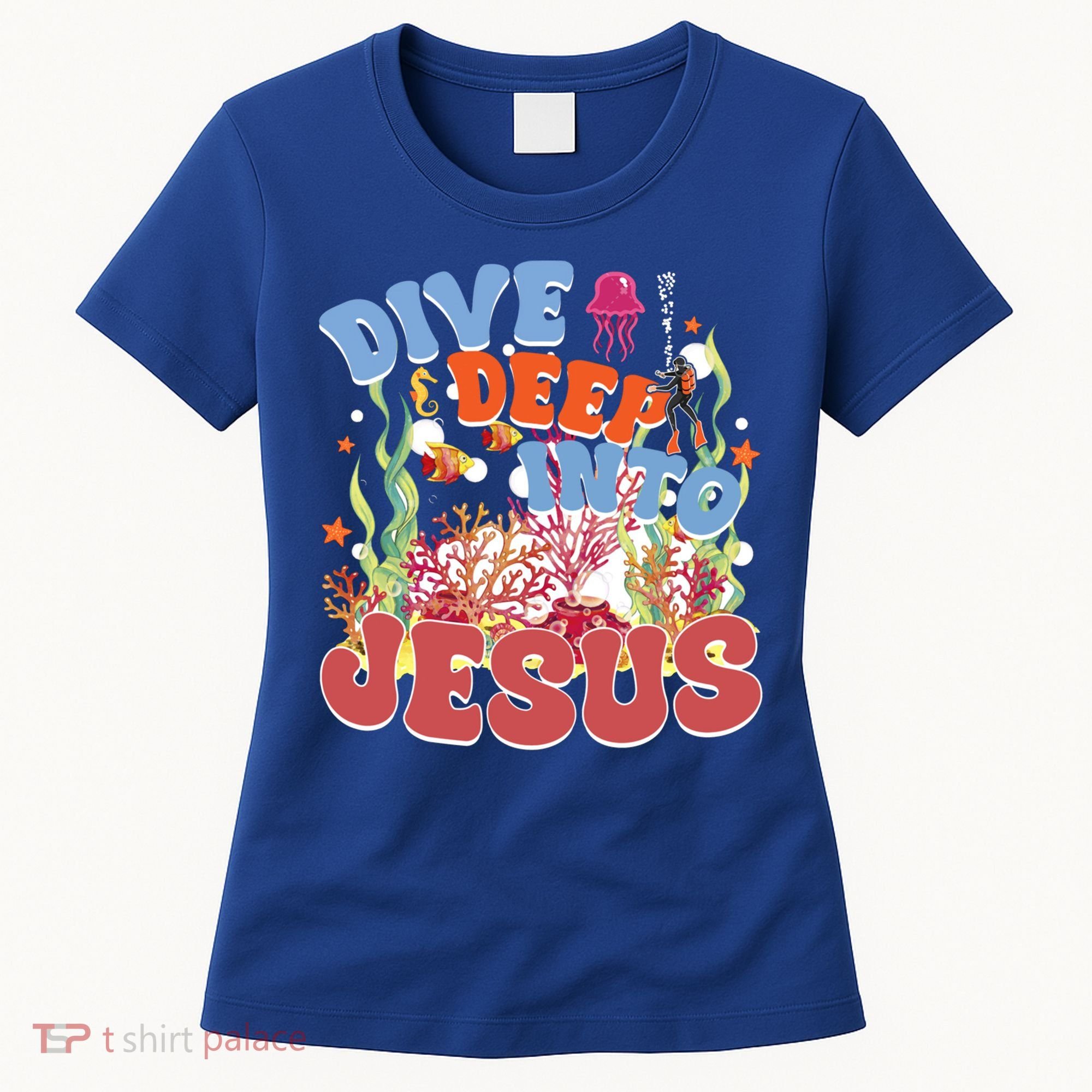 Dive Deep Into Jesus Scuba Vbs 2024 Christian Camp Gift Women's T-Shirt