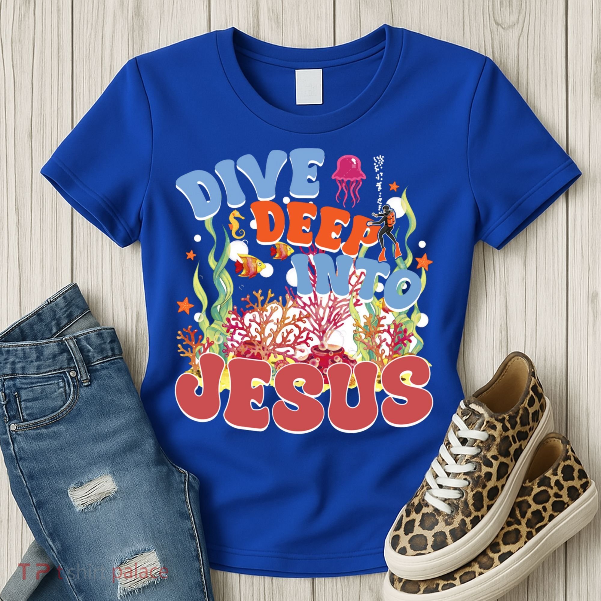 Dive Deep Into Jesus Scuba Vbs 2024 Christian Camp Gift Women's T-Shirt
