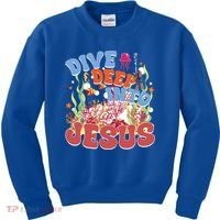Dive Deep Into Jesus Scuba Vbs 2024 Christian Camp Gift Kids Sweatshirt thumb 0