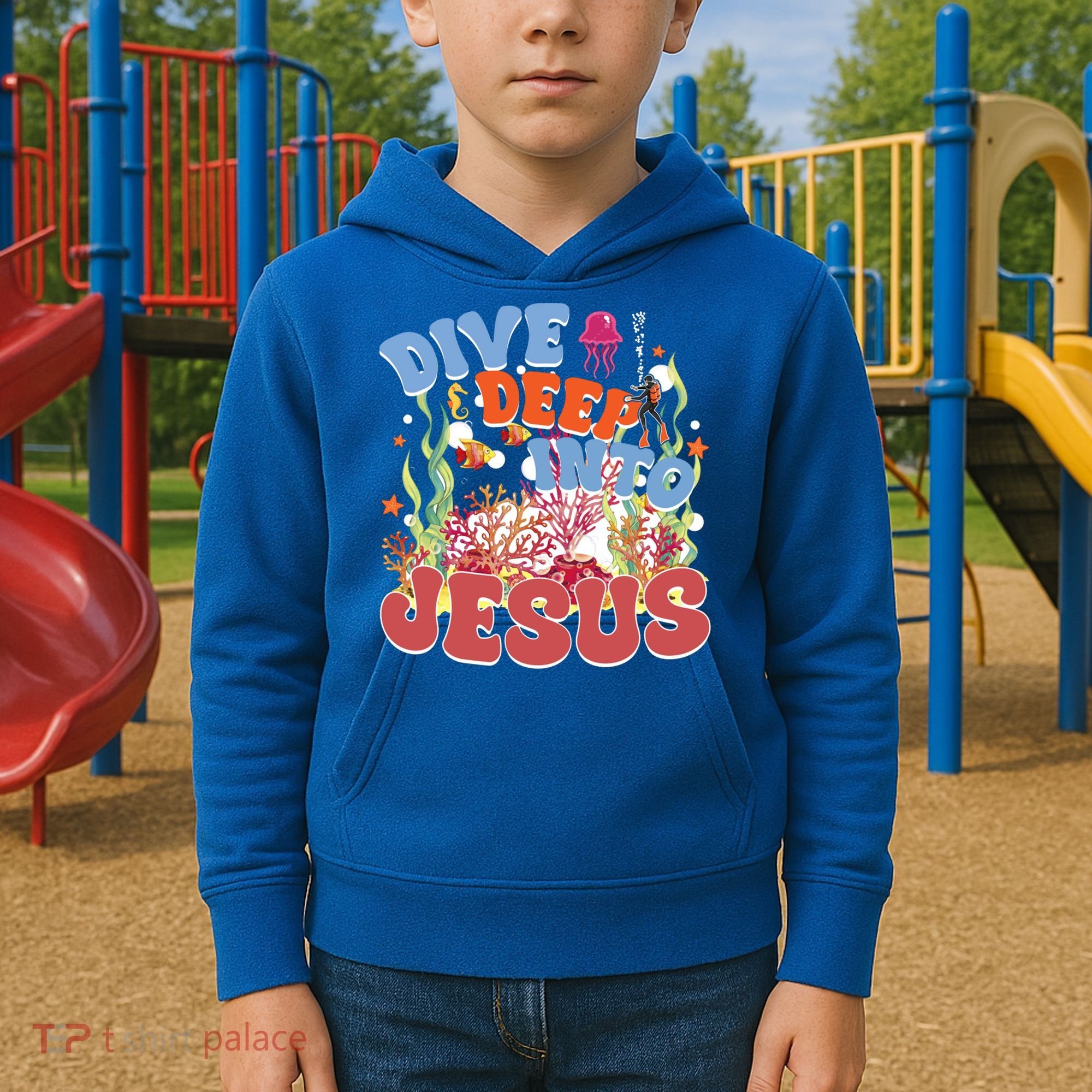 Dive Deep Into Jesus Scuba Vbs 2024 Christian Camp Gift Kids Hoodie