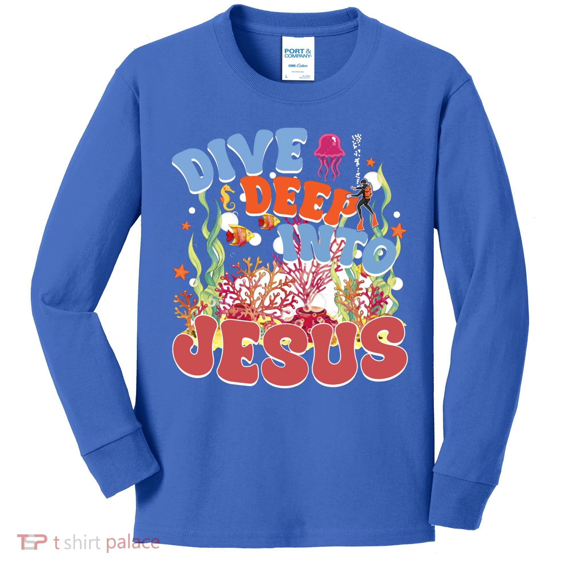 Dive Deep Into Jesus Scuba Vbs 2024 Christian Camp Gift Kids Long Sleeve Shirt