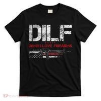 DILF Damn I Love Firearms Vintage Gun American Flag T-Shirt thumb 0
