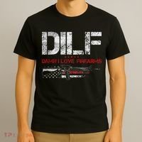 DILF Damn I Love Firearms Vintage Gun American Flag T-Shirt thumb 3