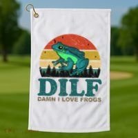DILF Damn I Love Frogs Golf Towel thumb 1