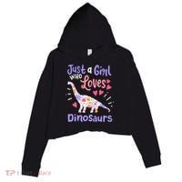 Dinosaur Dino Just a Girl Who Loves Dinosaurs Crop Fleece Hoodie thumb 0