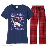 Dinosaur Dino Just a Girl Who Loves Dinosaurs Women's Flannel Pajama Set thumb 0