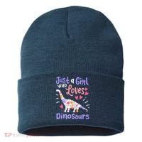 Dinosaur Dino Just a Girl Who Loves Dinosaurs Sustainable Knit Beanie thumb 0