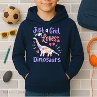 Dinosaur Dino Just a Girl Who Loves Dinosaurs Kids Hoodie thumb 2