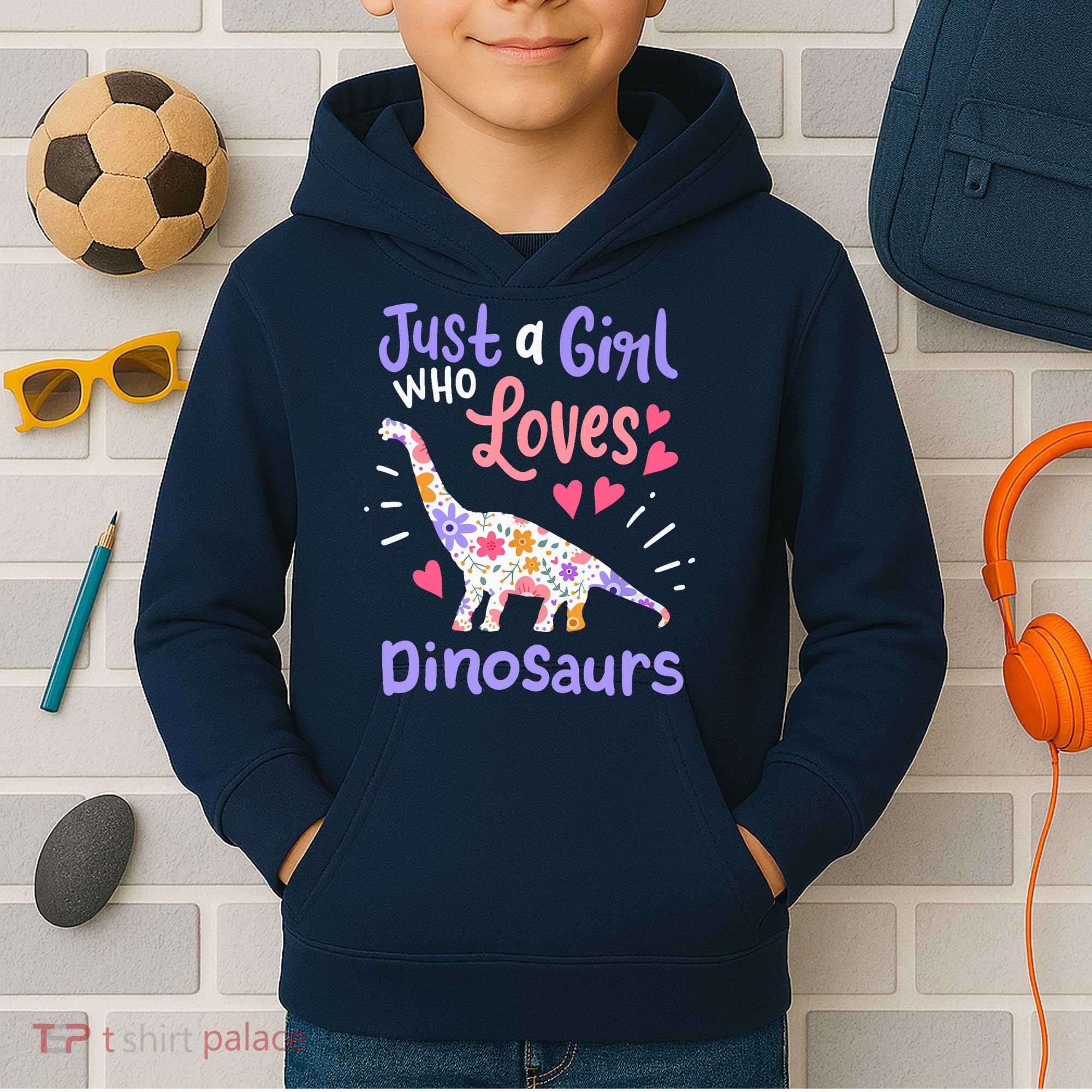 Dinosaur Dino Just a Girl Who Loves Dinosaurs Kids Hoodie