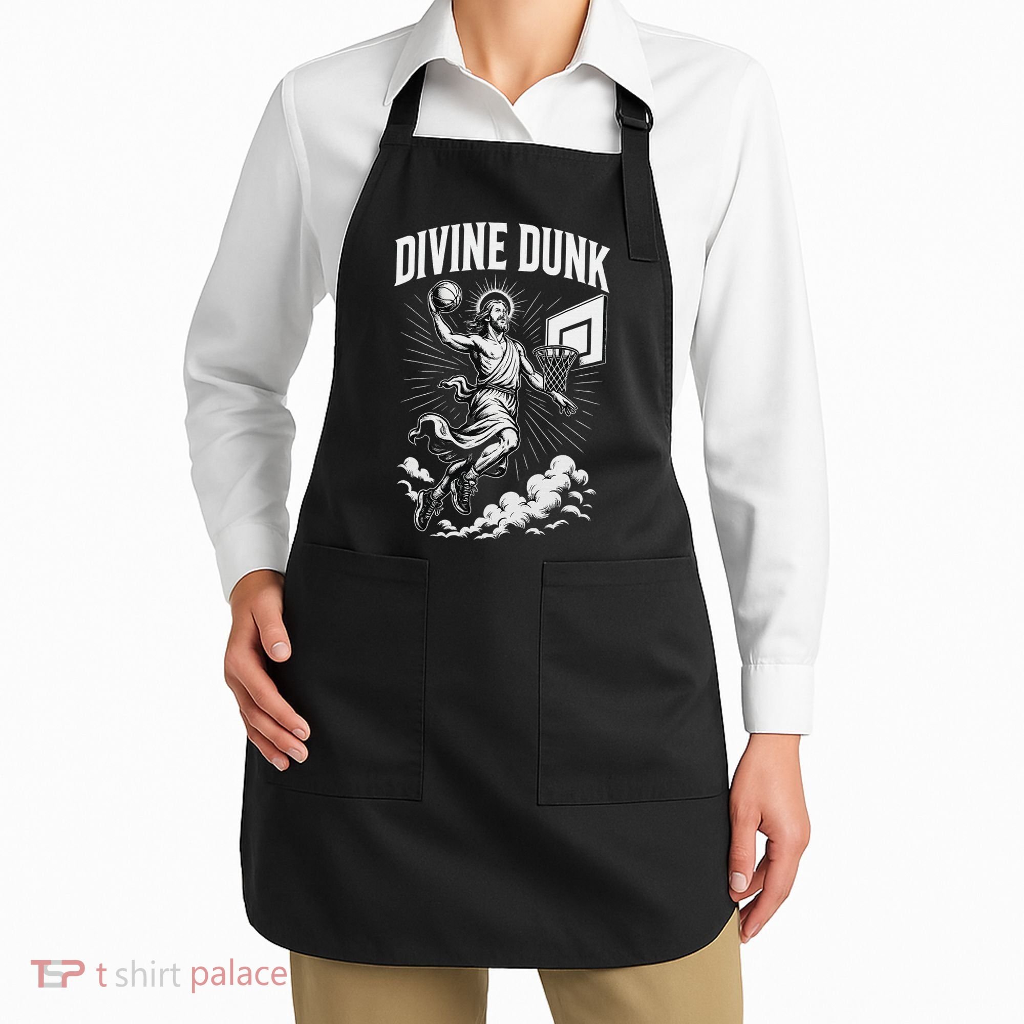 Divine Dunk Jesus Basketball Meme Religious Christian Apron