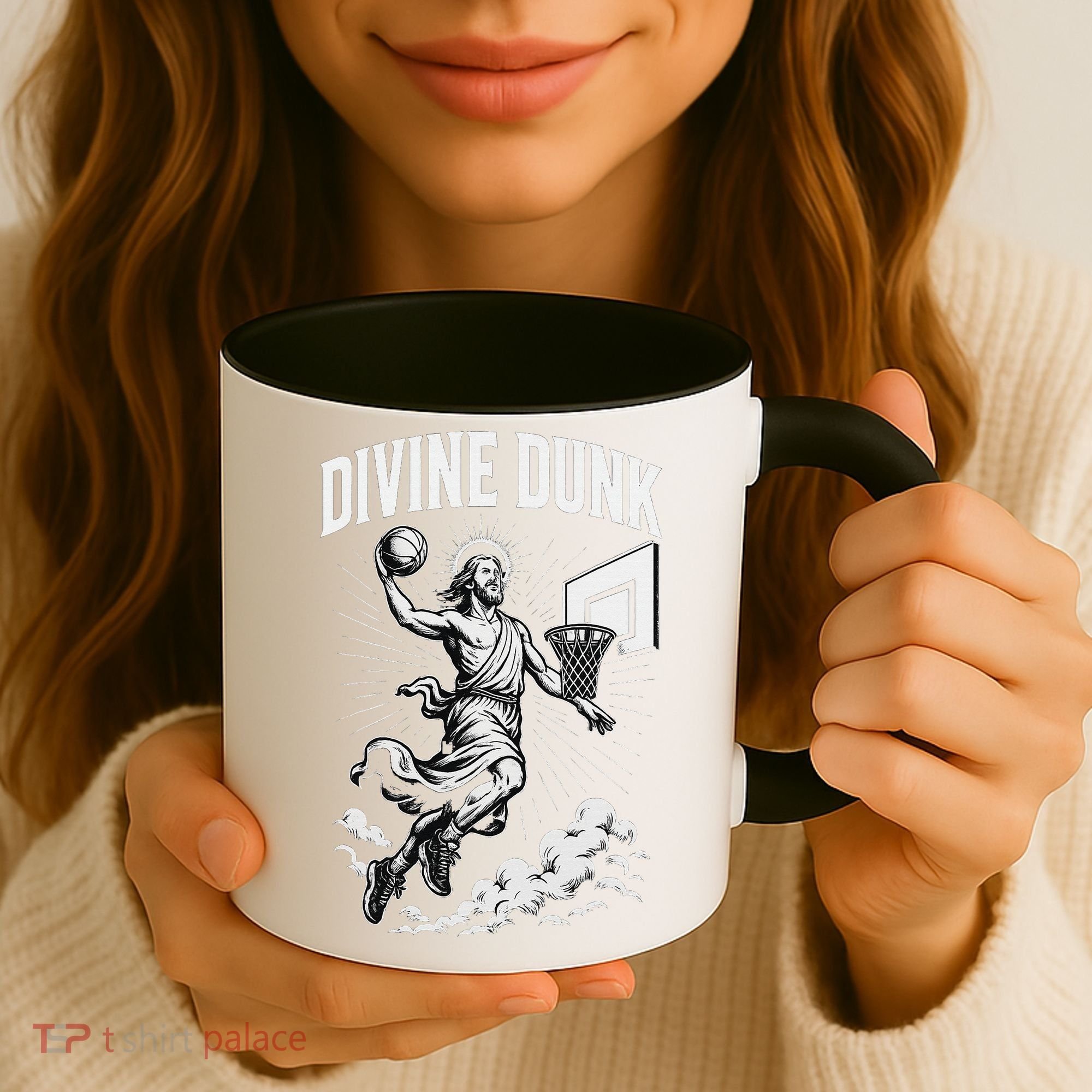 Divine Dunk Jesus Basketball Meme Religious Christian Coffee Mug