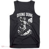 Divine Dunk Jesus Basketball Meme Religious Christian Tank Top thumb 0