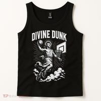 Divine Dunk Jesus Basketball Meme Religious Christian Tank Top thumb 2