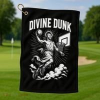 Divine Dunk Jesus Basketball Meme Religious Christian Golf Towel thumb 1