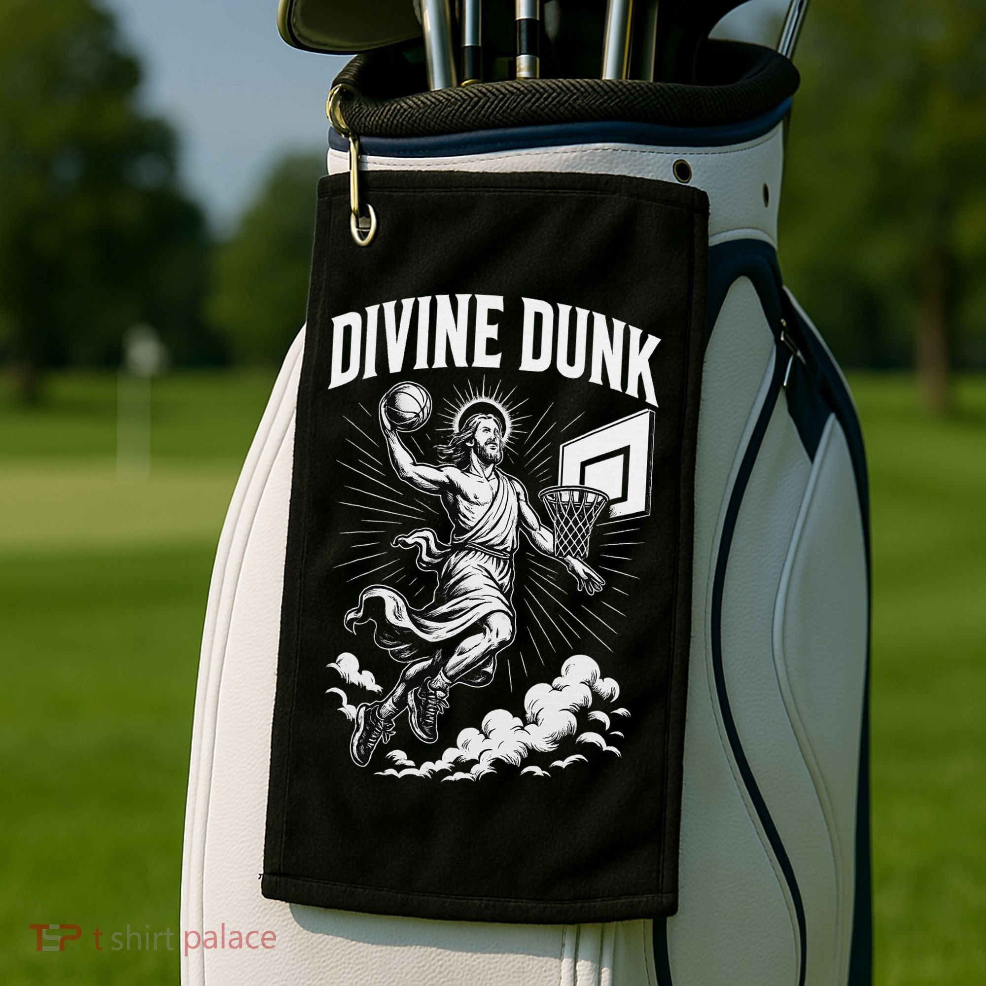 Divine Dunk Jesus Basketball Meme Religious Christian Golf Towel