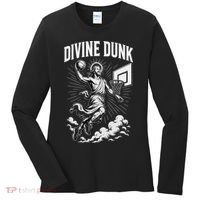 Divine Dunk Jesus Basketball Meme Religious Christian Women's Long Sleeve Shirt thumb 0