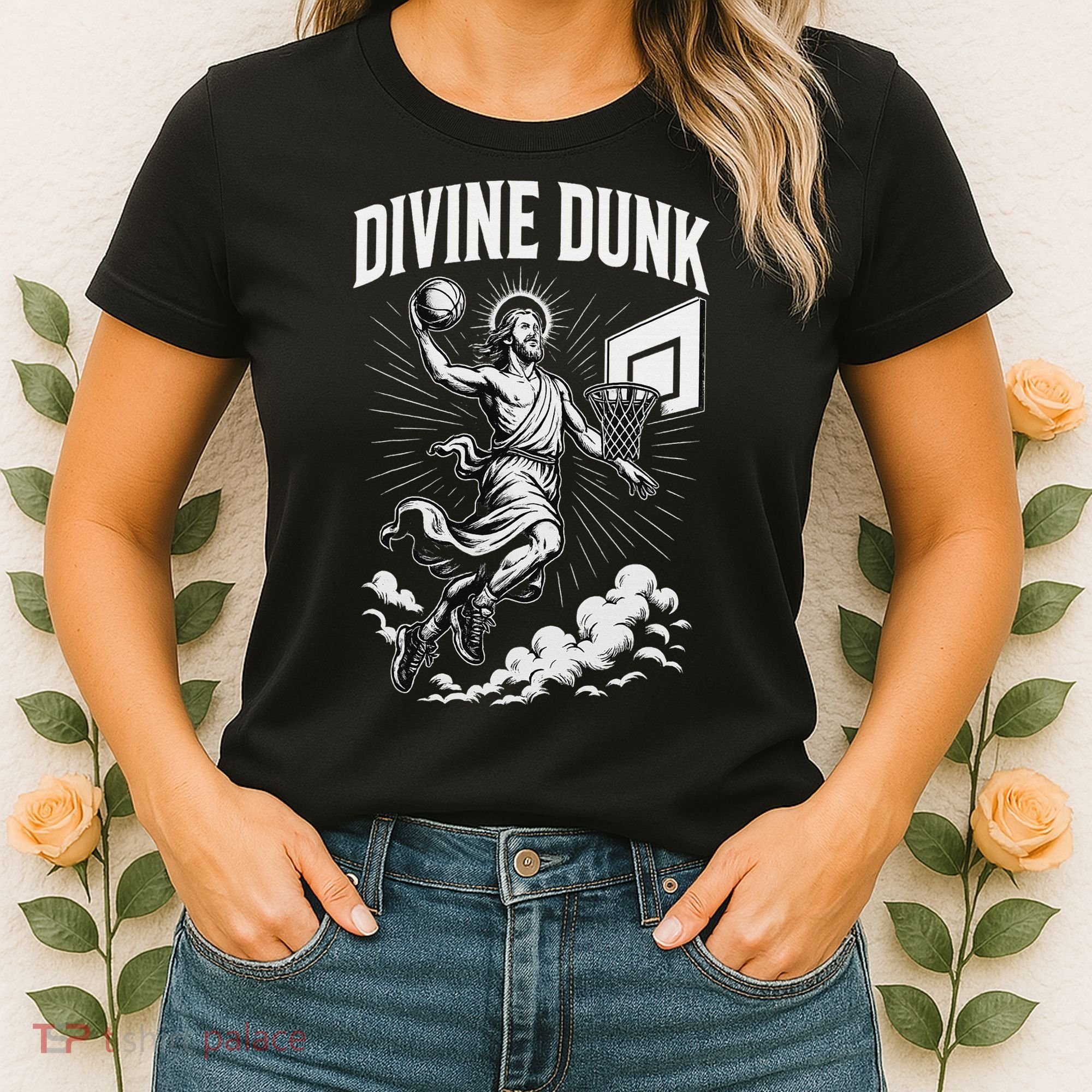 Divine Dunk Jesus Basketball Meme Religious Christian Women's T-Shirt