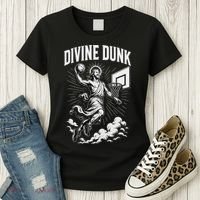 Divine Dunk Jesus Basketball Meme Religious Christian Women's T-Shirt thumb 3