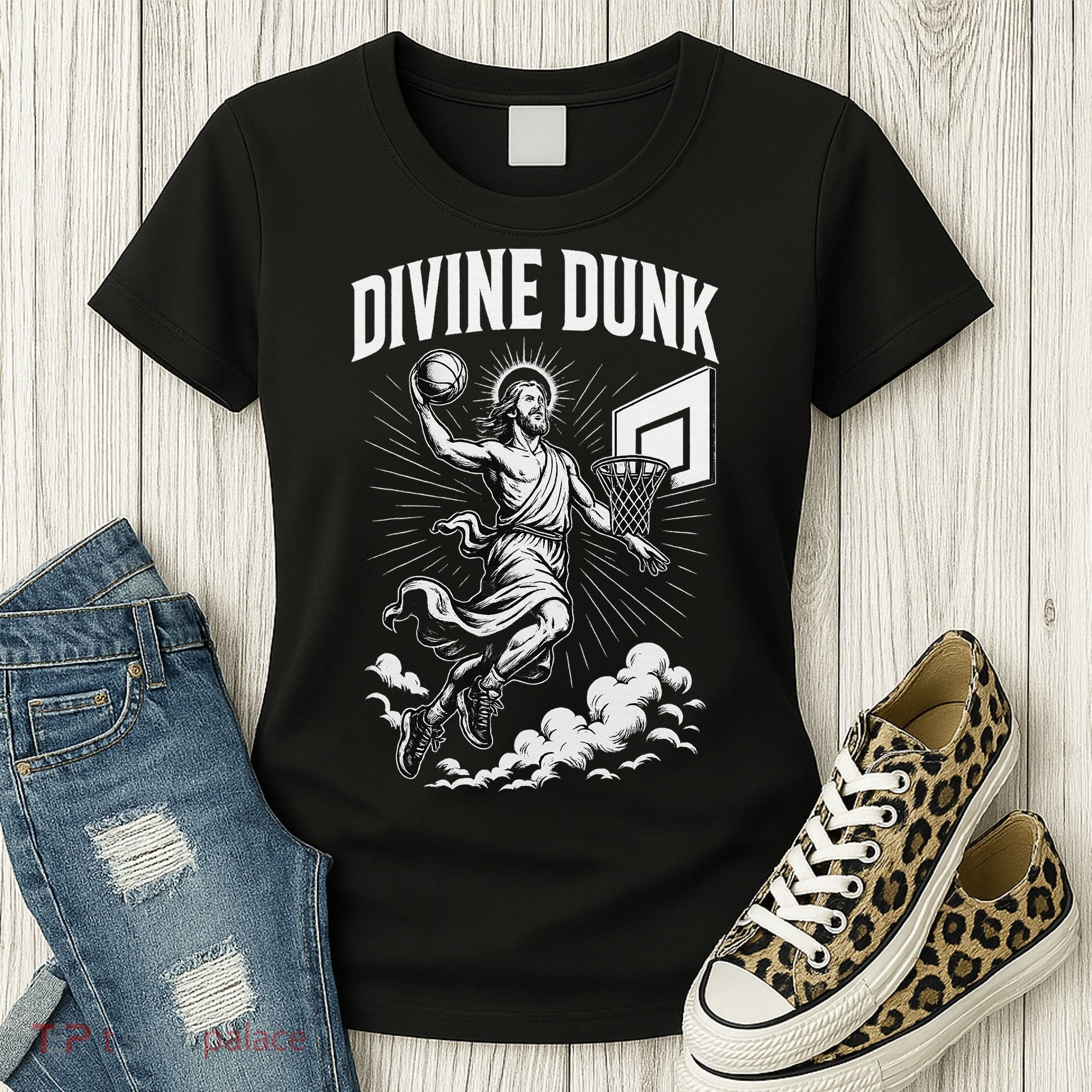 Divine Dunk Jesus Basketball Meme Religious Christian Women's T-Shirt