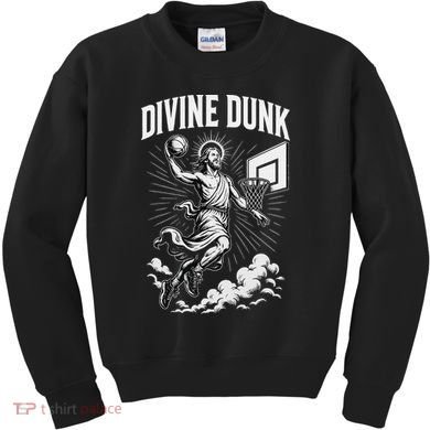 Divine Dunk Jesus Basketball Meme Religious Christian Kids Sweatshirt