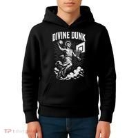 Divine Dunk Jesus Basketball Meme Religious Christian Kids Hoodie thumb 4