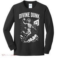 Divine Dunk Jesus Basketball Meme Religious Christian Kids Long Sleeve Shirt thumb 0