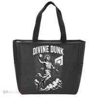 Divine Dunk Jesus Basketball Meme Religious Christian Tote Bag thumb 0