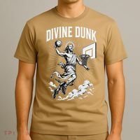Divine Dunk Jesus Basketball Meme Religious Christian T-Shirt thumb 3