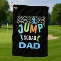 Dad Daddy Jump Squad Birthday Boy Trampoline Jumper Bday Golf Towel thumb 1