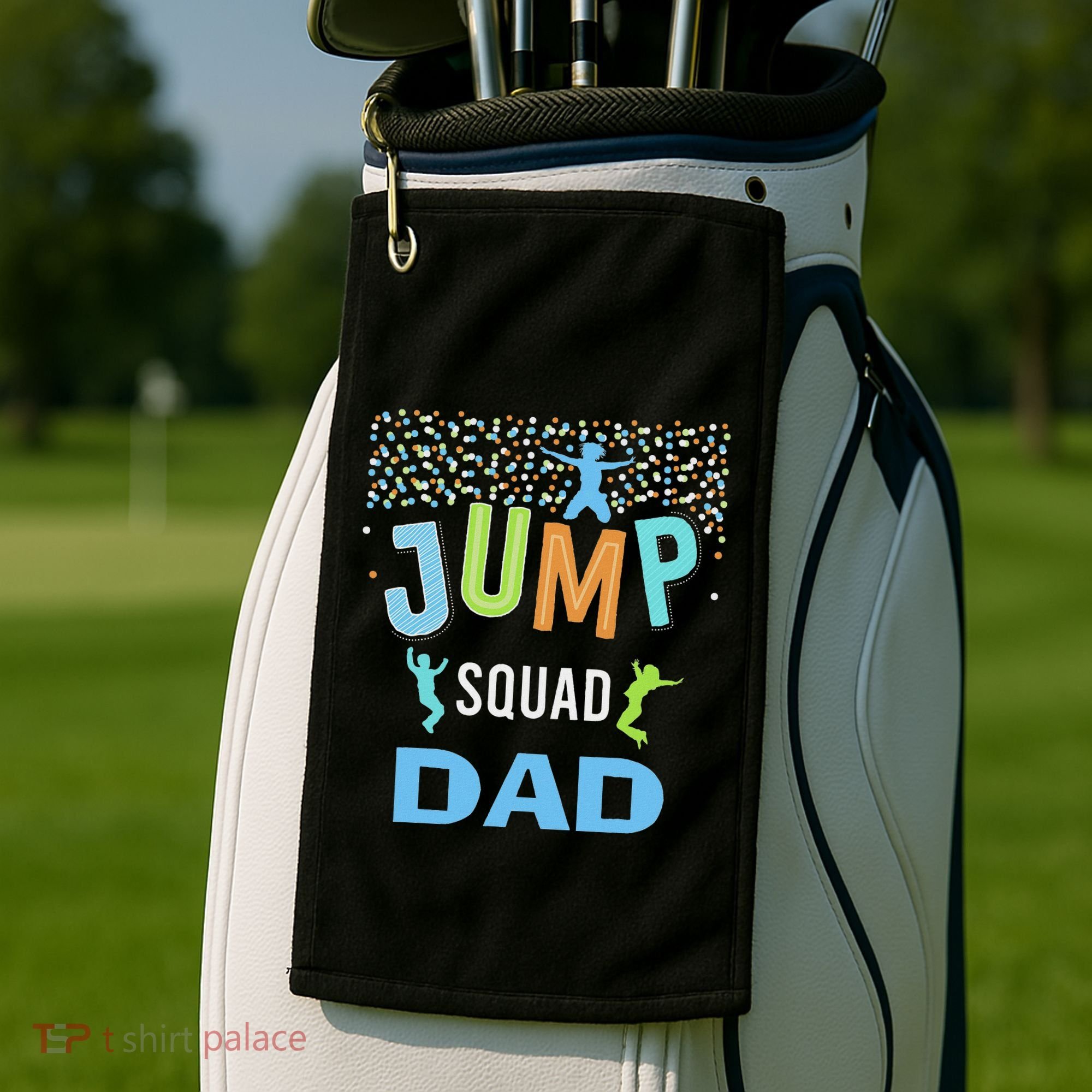 Dad Daddy Jump Squad Birthday Boy Trampoline Jumper Bday Golf Towel