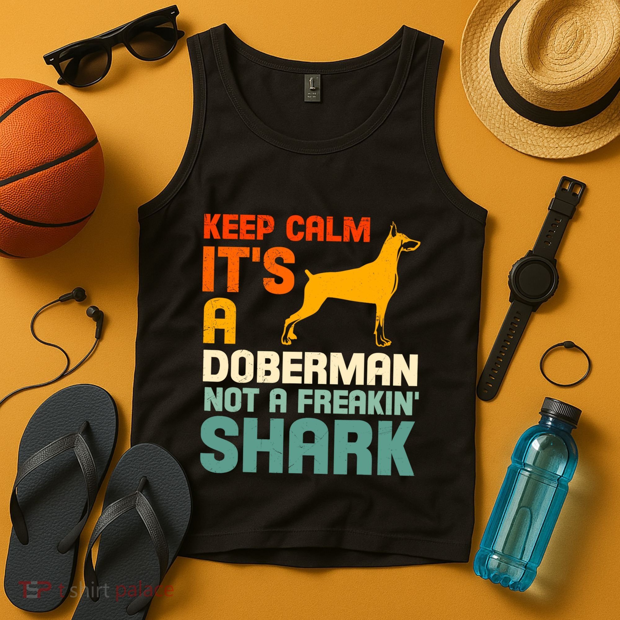 Doberman Dog Keep Calm ItS A Doberman Not A Shark Tank Top