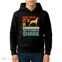 Doberman Dog Keep Calm ItS A Doberman Not A Shark Kids Hoodie thumb 4