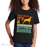 Doberman Dog Keep Calm ItS A Doberman Not A Shark Kids T-Shirt thumb 2