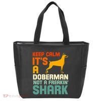 Doberman Dog Keep Calm ItS A Doberman Not A Shark Tote Bag thumb 0