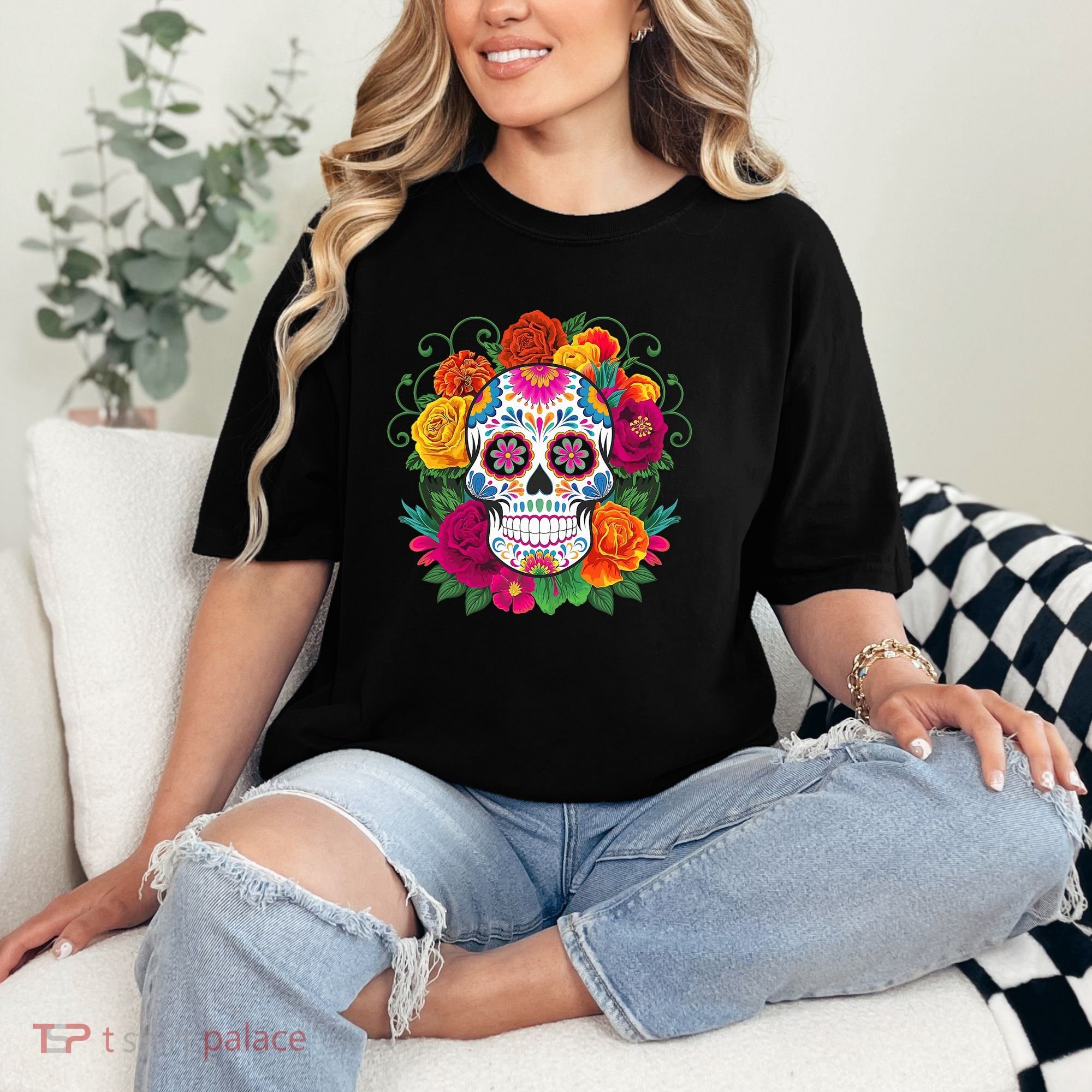 Dia De Los Muertos Costume Day Of The Dead Sugar Skull Comfort Colors T-Shirt