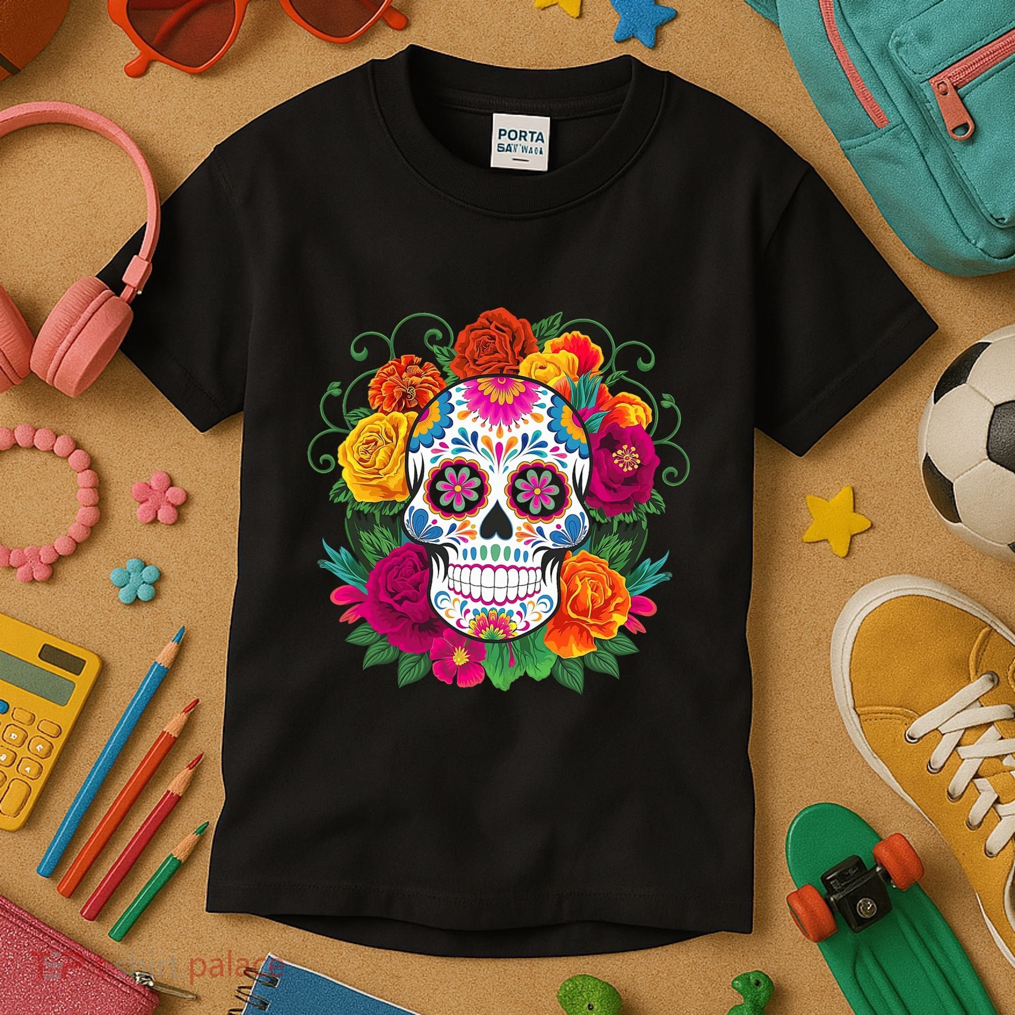 Dia De Los Muertos Costume Day Of The Dead Sugar Skull Kids T-Shirt