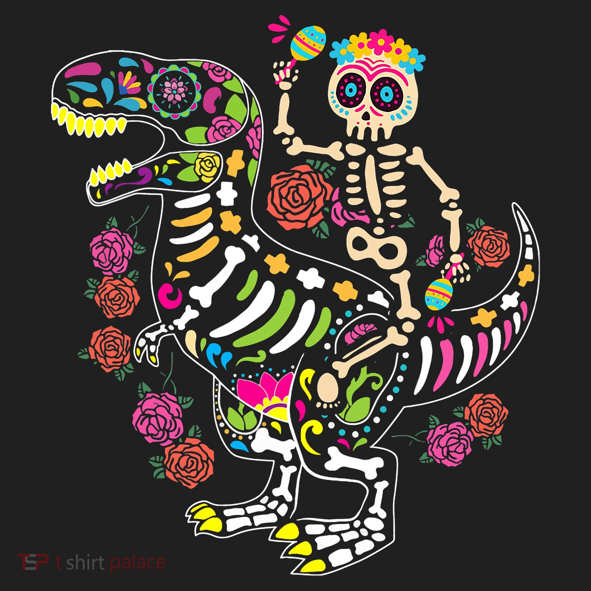 Dia De Los Muertos Skeleton Riding Dinosaur Tumbler