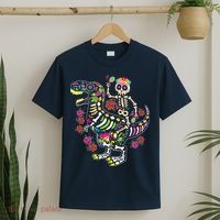 Dia De Los Muertos Skeleton Riding Dinosaur T-Shirt thumb 2