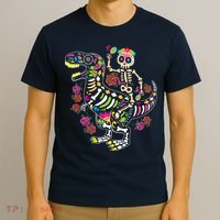 Dia De Los Muertos Skeleton Riding Dinosaur T-Shirt thumb 3
