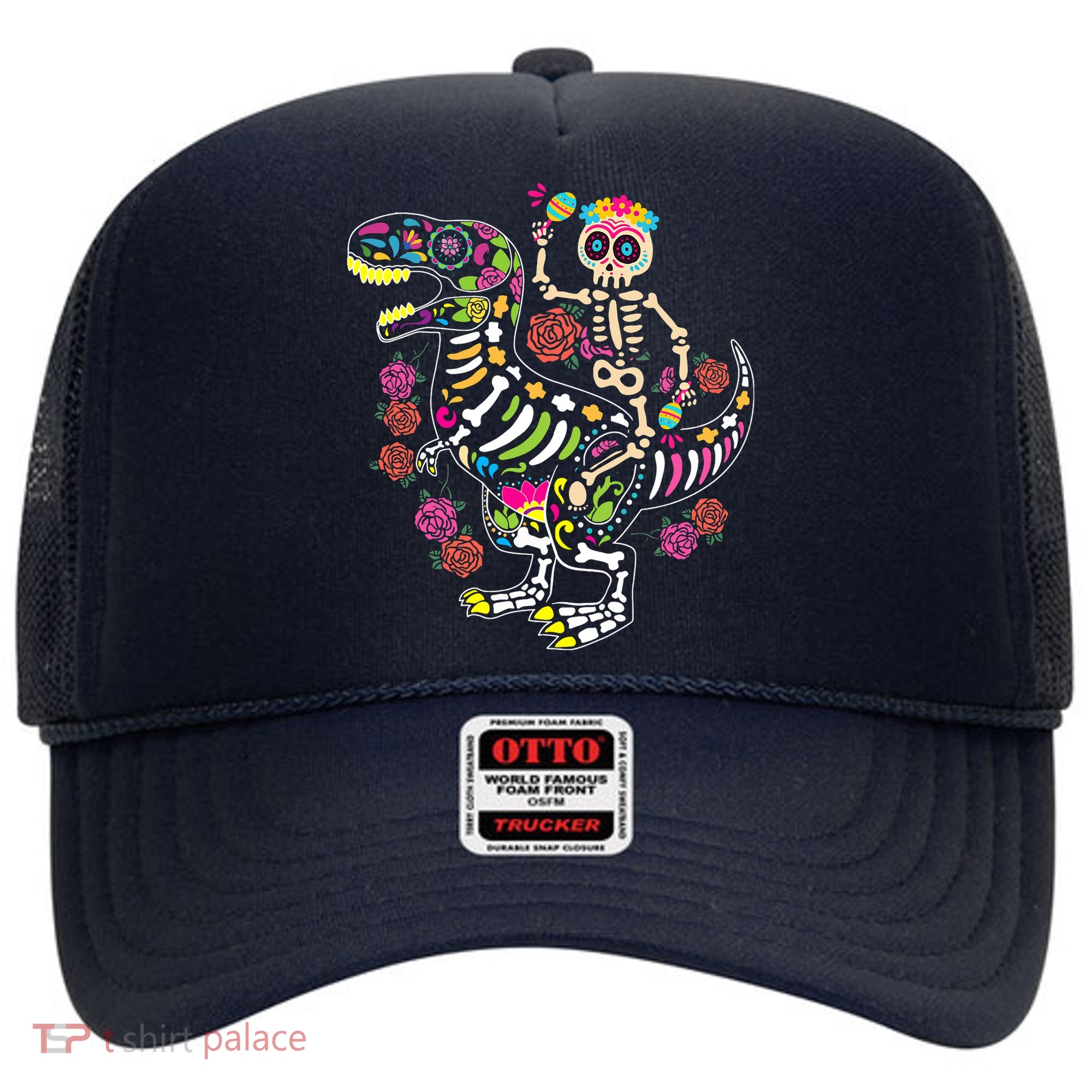 Dia De Los Muertos Skeleton Riding Dinosaur Hat