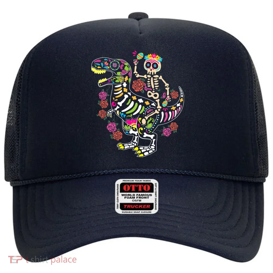 Dia De Los Muertos Skeleton Riding Dinosaur Hat