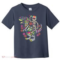 Dia De Los Muertos Skeleton Riding Dinosaur Toddler T-Shirt thumb 0