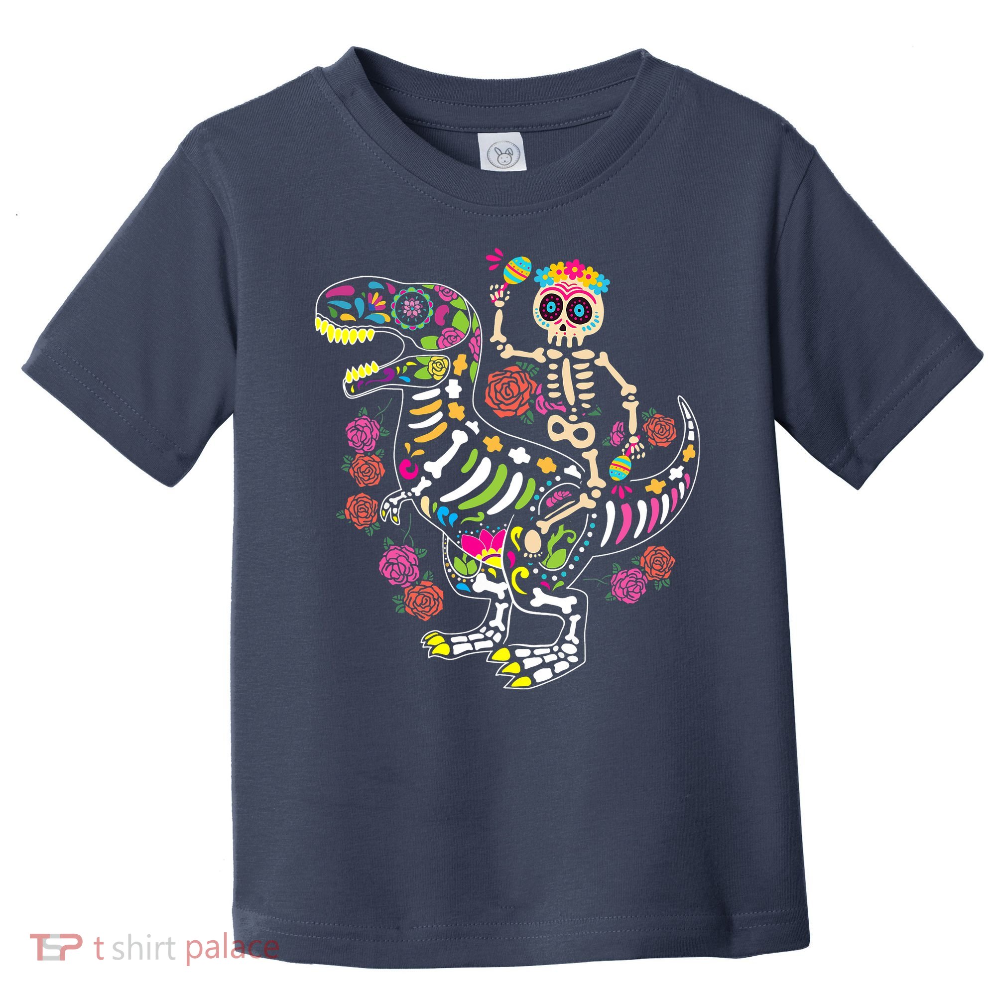 Dia De Los Muertos Skeleton Riding Dinosaur Toddler T-Shirt